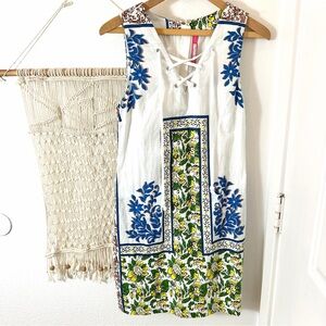 Anthropologie Plenty Dress by Tracy Reese Ginger Jar Blue White Floral Mod Small